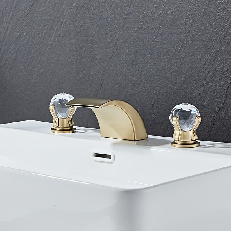 Robinet Lavabo - Cascade à Poignées de Cristal Doré | Robié® Doré