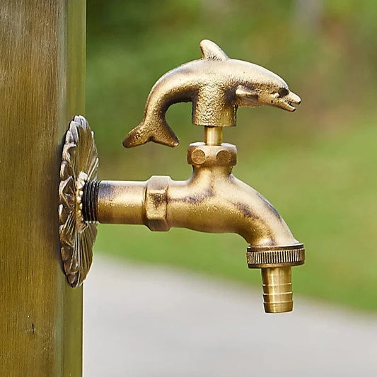 Robinet Extérieur en bronze - Dauphin Doré | Robié® Dauphin