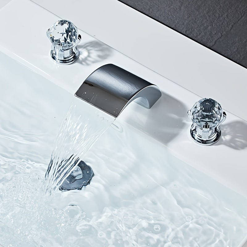 Robinet Lavabo - Cascade à Poignées de Cristal Chrome | Robié® Chrome
