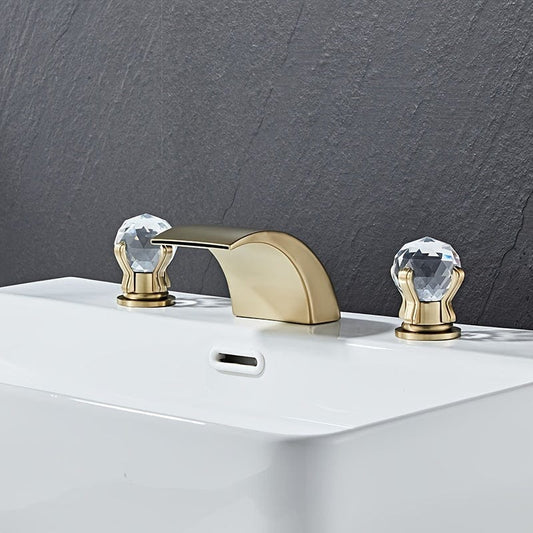 Robinet Lavabo - Cascade à Poignées de Cristal Doré | Robié® Doré